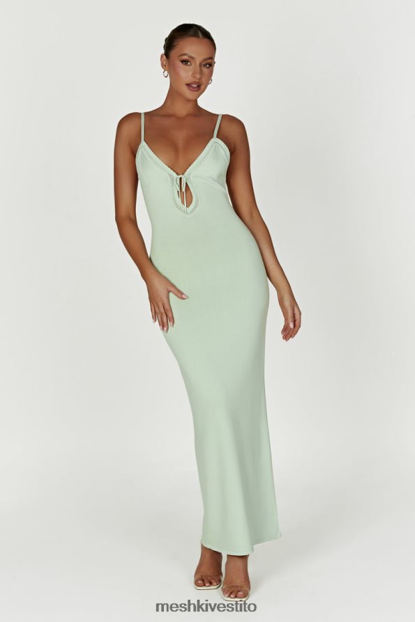 Meshki Abito lungo maia in maglia pointelle vestiario verde pistacchio 6L048P249