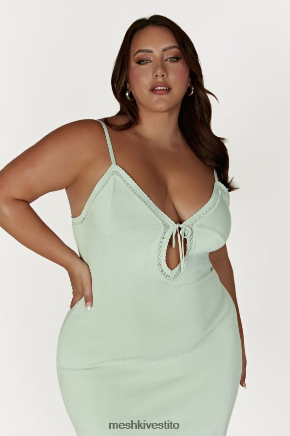 Meshki Abito lungo maia in maglia pointelle vestiario verde pistacchio 6L048P249
