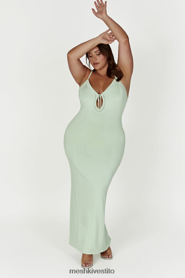 Meshki Abito lungo maia in maglia pointelle vestiario verde pistacchio 6L048P249