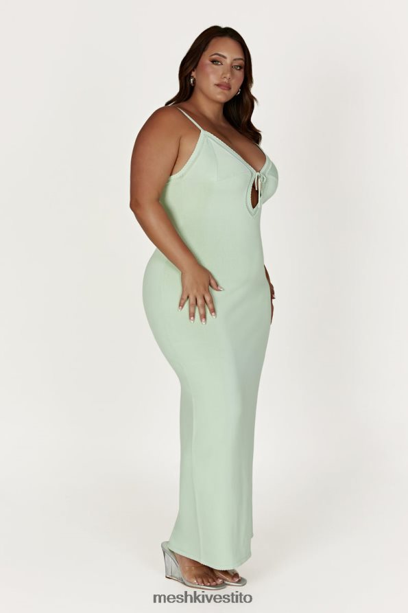 Meshki Abito lungo maia in maglia pointelle vestiario verde pistacchio 6L048P249