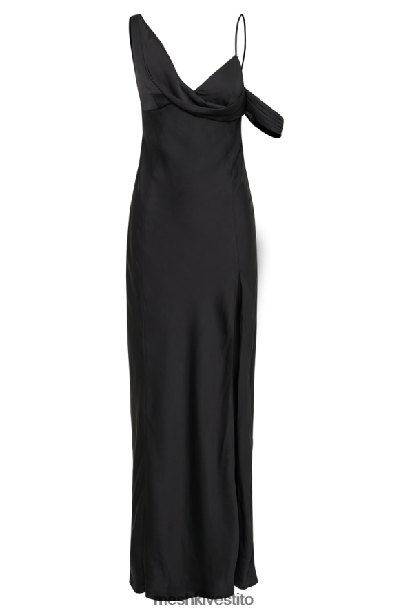 Meshki Abito lungo soleil in raso con spalle scoperte vestiario nero 6L048P35