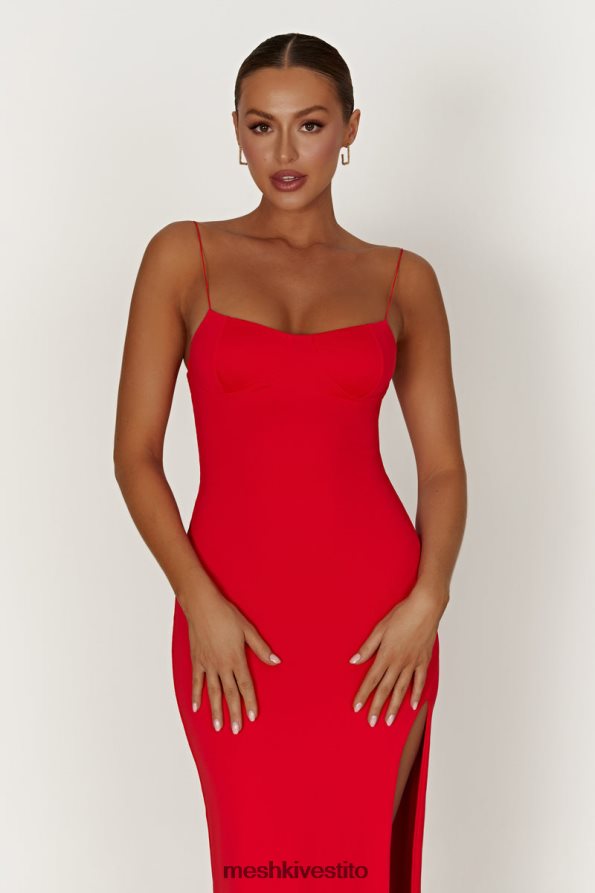 Meshki Abito maxi a coppa Addison in nylon riciclato vestiario rosso 6L048P410