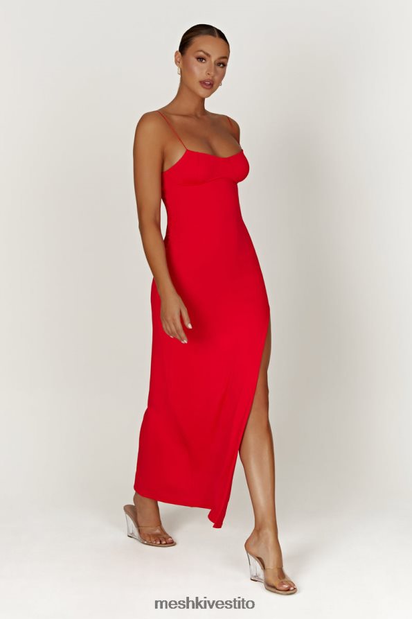 Meshki Abito maxi a coppa Addison in nylon riciclato vestiario rosso 6L048P410