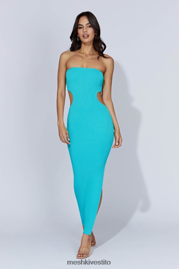Meshki Abito maxi a fascia in maglia kori vestiario acquamarina 6L048P675