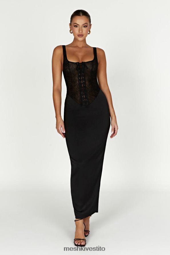 Meshki Abito maxi con corsetto in pizzo Octavia vestiario nero 6L048P266