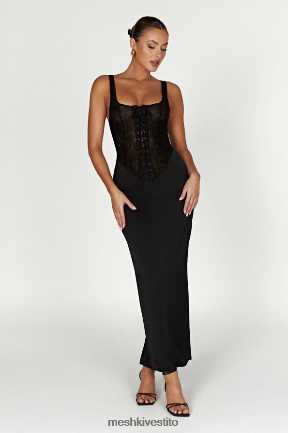 Meshki Abito maxi con corsetto in pizzo Octavia vestiario nero 6L048P266