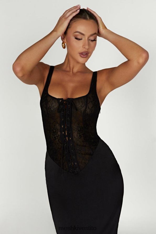Meshki Abito maxi con corsetto in pizzo Octavia vestiario nero 6L048P266
