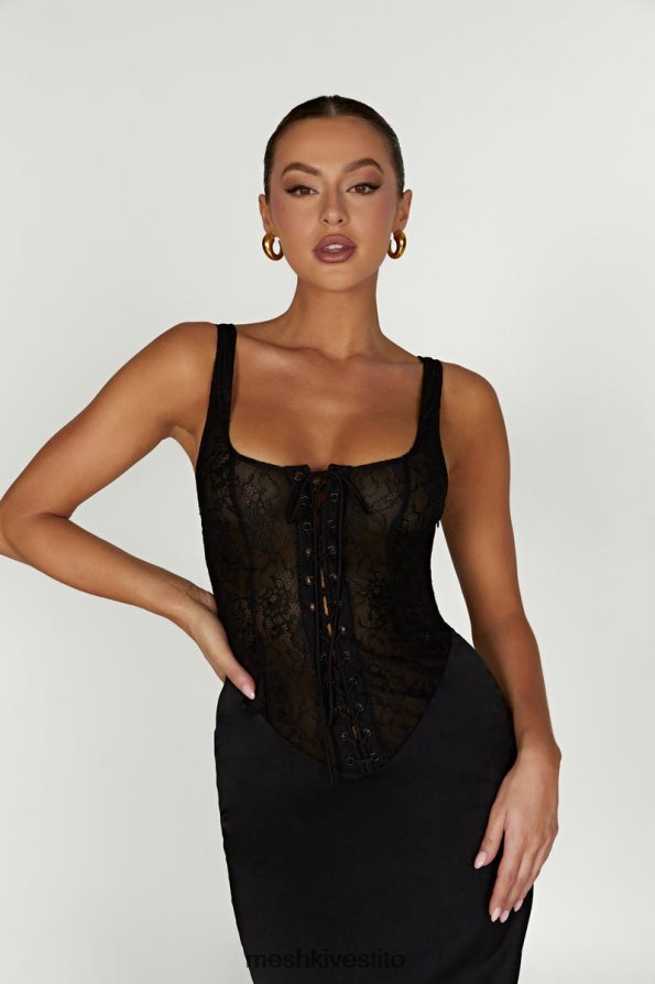 Meshki Abito maxi con corsetto in pizzo Octavia vestiario nero 6L048P266