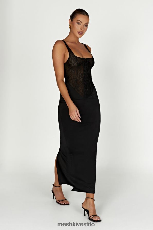 Meshki Abito maxi con corsetto in pizzo Octavia vestiario nero 6L048P266