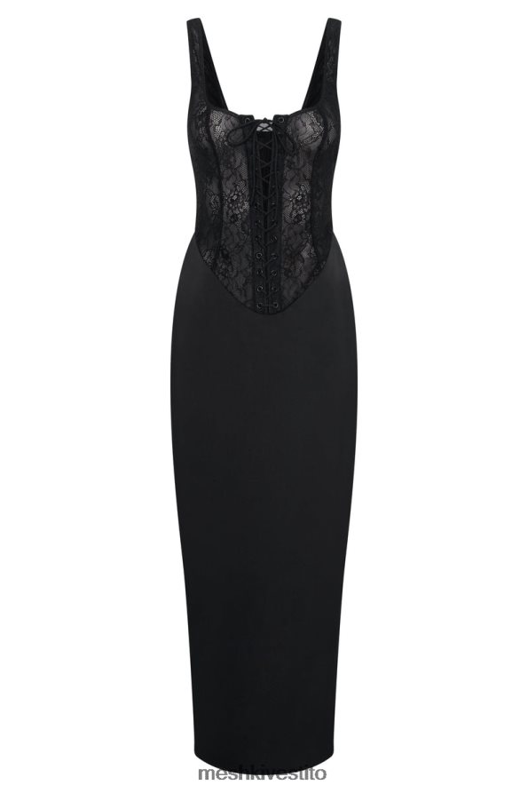 Meshki Abito maxi con corsetto in pizzo Octavia vestiario nero 6L048P266