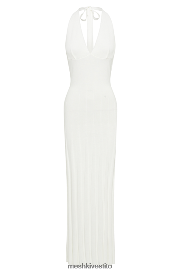 Meshki Abito maxi con scollo all\'americana a coste vestiario bianco 6L048P58