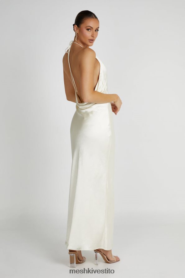 Meshki Abito maxi con scollo all'americana in raso Sammy vestiario avorio 6L048P159