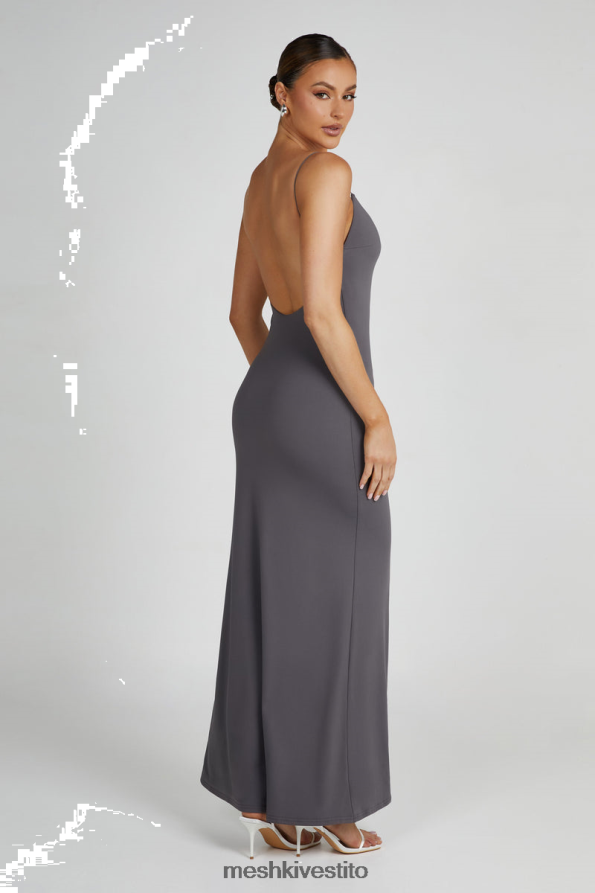Meshki Abito maxi con spalline in nylon riciclato Nikkita vestiario carbone 6L048P104