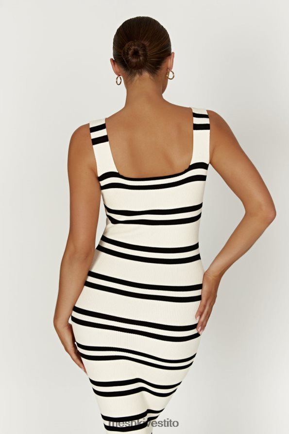 Meshki Abito maxi in maglia a righe Henrietta vestiario nero bianco 6L048P251