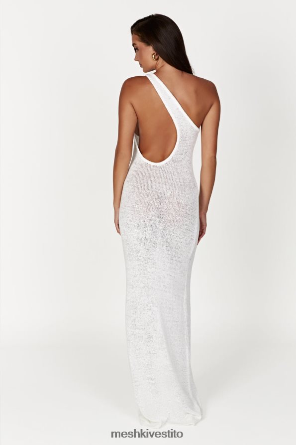 Meshki Abito maxi in maglia monospalla con motivo cachemire vestiario bianco 6L048P186