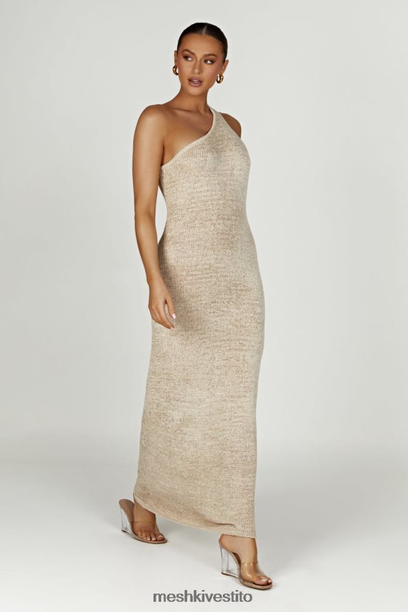 Meshki Abito maxi in maglia monospalla con motivo cachemire vestiario grano 6L048P459