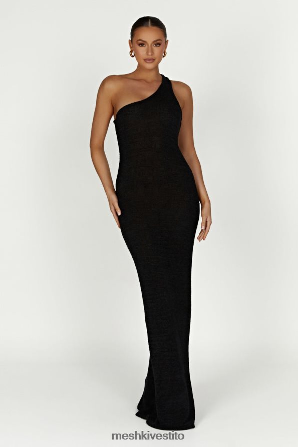 Meshki Abito maxi in maglia monospalla con motivo cachemire vestiario nero 6L048P224