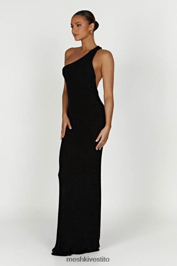 Meshki Abito maxi in maglia monospalla con motivo cachemire vestiario nero 6L048P224
