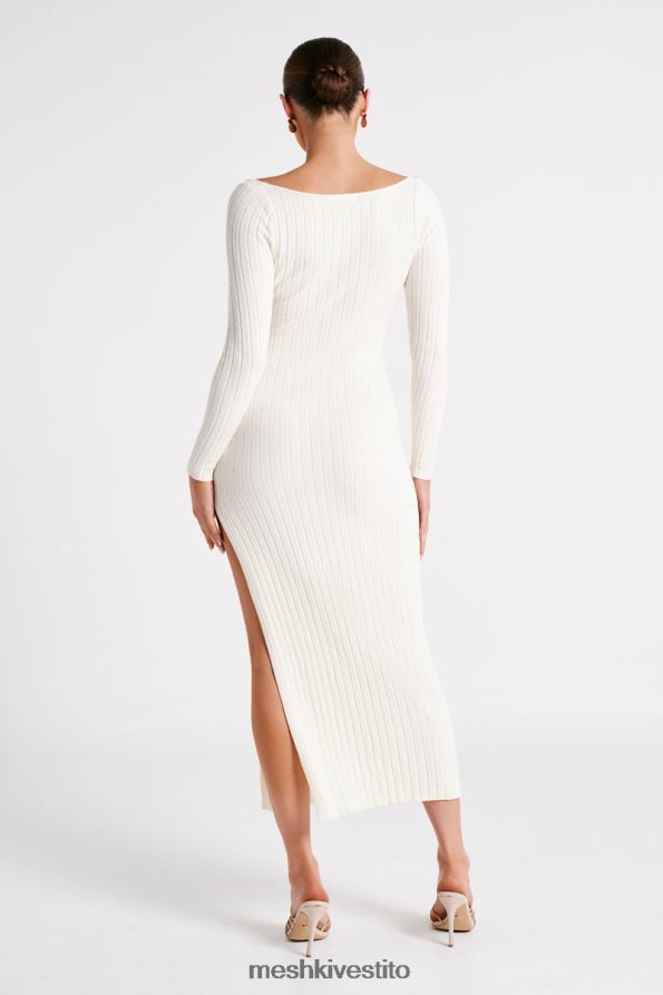 Meshki Abito maxi in maglia zinnia con spacco vestiario bianco 6L048P86