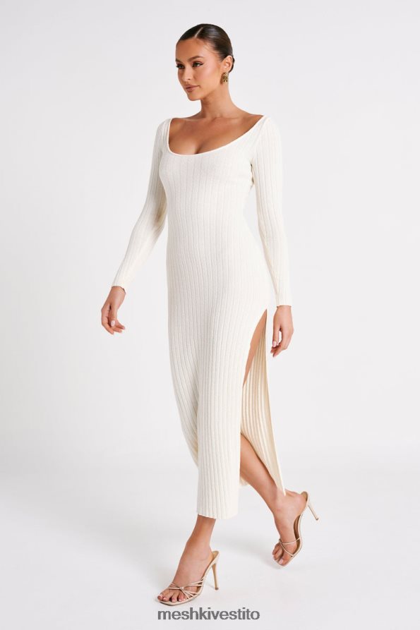 Meshki Abito maxi in maglia zinnia con spacco vestiario bianco 6L048P86