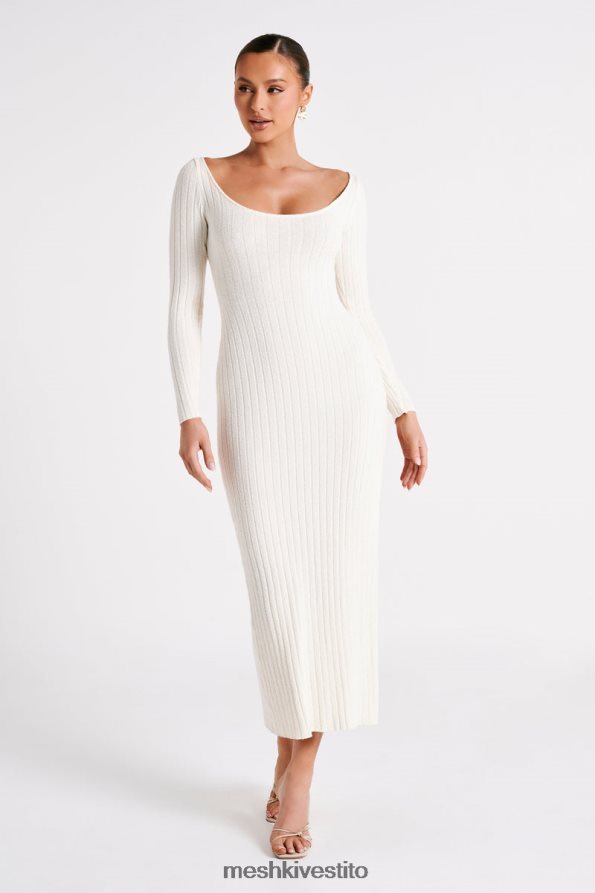 Meshki Abito maxi in maglia zinnia con spacco vestiario bianco 6L048P86