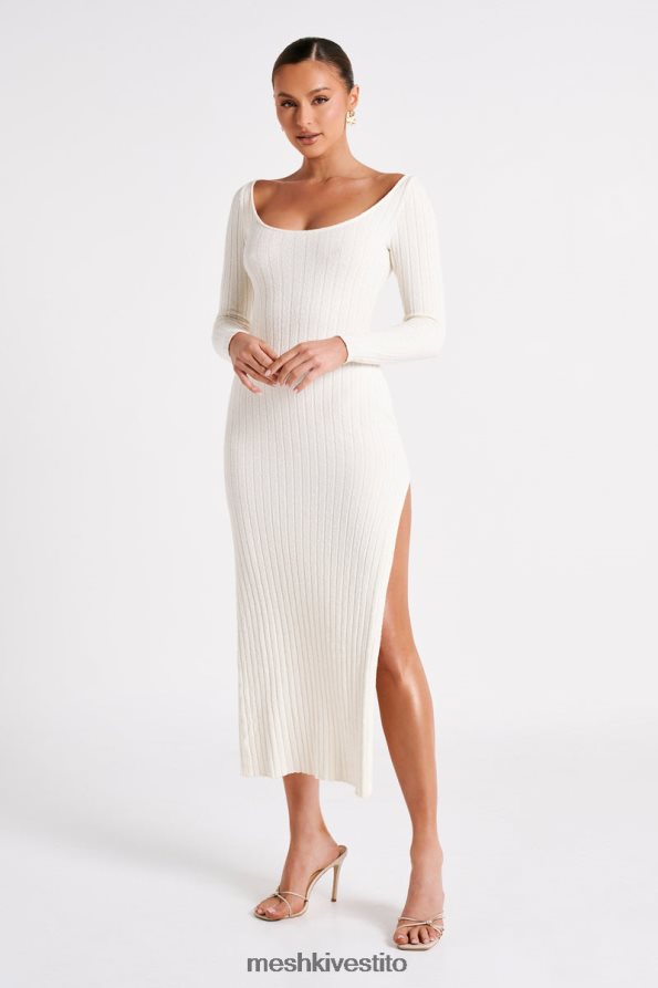 Meshki Abito maxi in maglia zinnia con spacco vestiario bianco 6L048P86