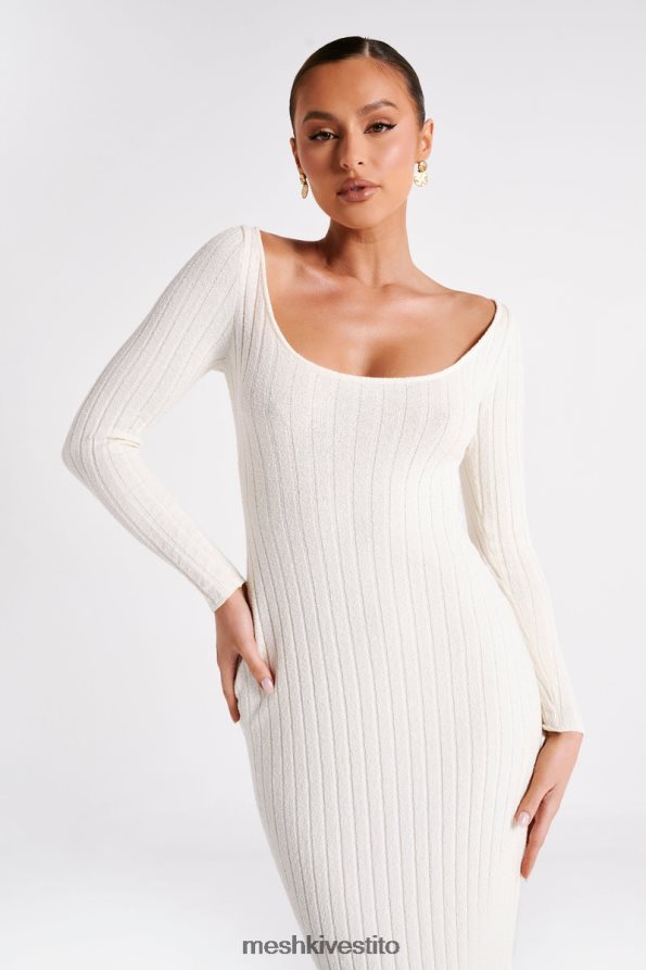 Meshki Abito maxi in maglia zinnia con spacco vestiario bianco 6L048P86