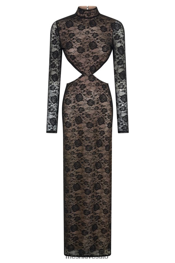 Meshki Abito maxi in pizzo callista vestiario nero 6L048P436