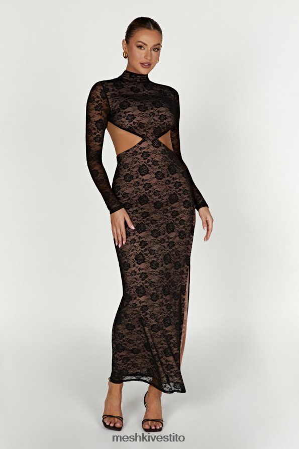 Meshki Abito maxi in pizzo callista vestiario nero 6L048P436