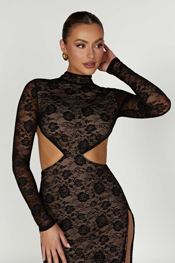 Meshki Abito maxi in pizzo callista vestiario nero 6L048P436