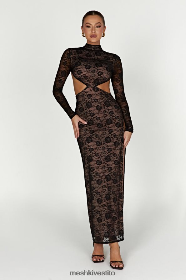 Meshki Abito maxi in pizzo callista vestiario nero 6L048P436
