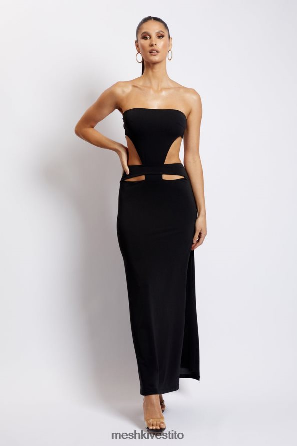 Meshki Abito maxi senza spalline Marissa con cravatta in vita vestiario nero 6L048P648