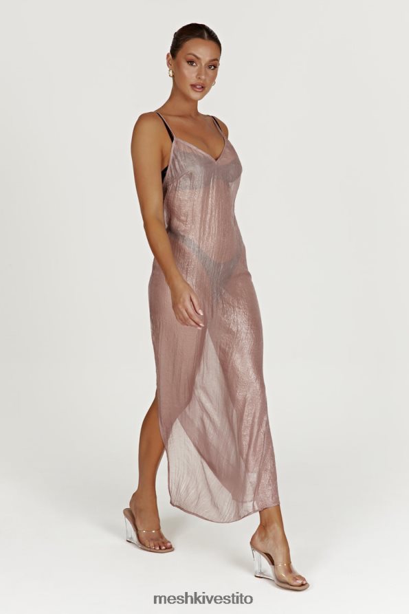 Meshki Abito maxi trasparente iridescente di Phoebe vestiario tortora 6L048P572