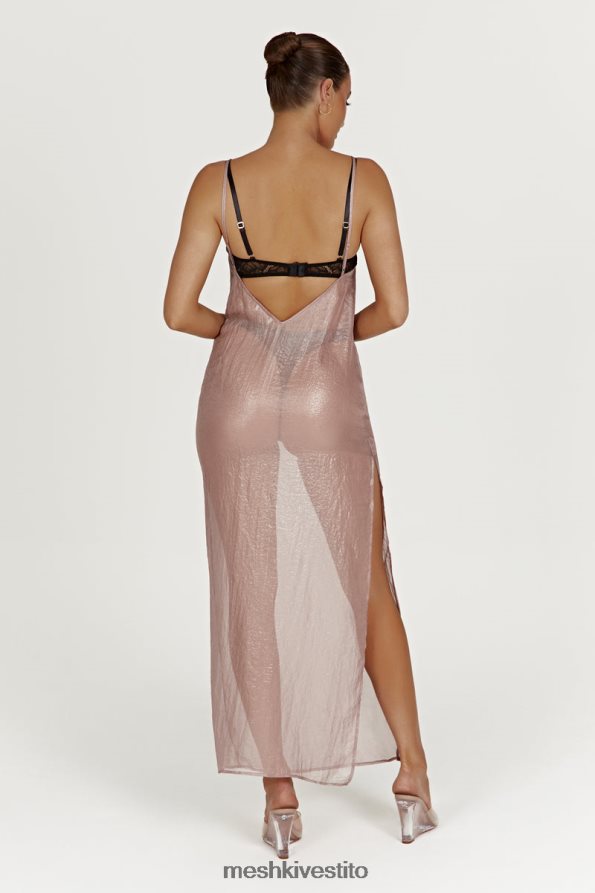 Meshki Abito maxi trasparente iridescente di Phoebe vestiario tortora 6L048P572