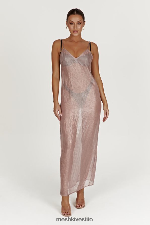 Meshki Abito maxi trasparente iridescente di Phoebe vestiario tortora 6L048P572