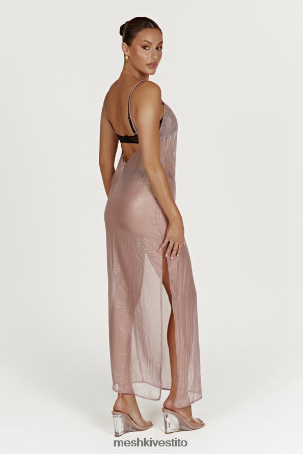 Meshki Abito maxi trasparente iridescente di Phoebe vestiario tortora 6L048P572