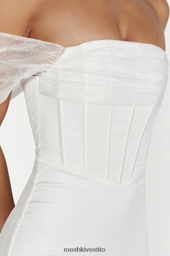 Meshki Everly maxi abito in raso di organza con spalle scoperte vestiario bianco 6L048P506