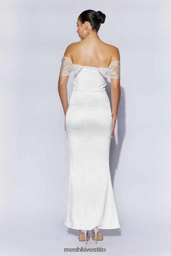 Meshki Everly maxi abito in raso di organza con spalle scoperte vestiario bianco 6L048P506