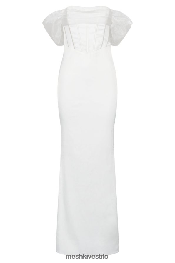 Meshki Everly maxi abito in raso di organza con spalle scoperte vestiario bianco 6L048P506