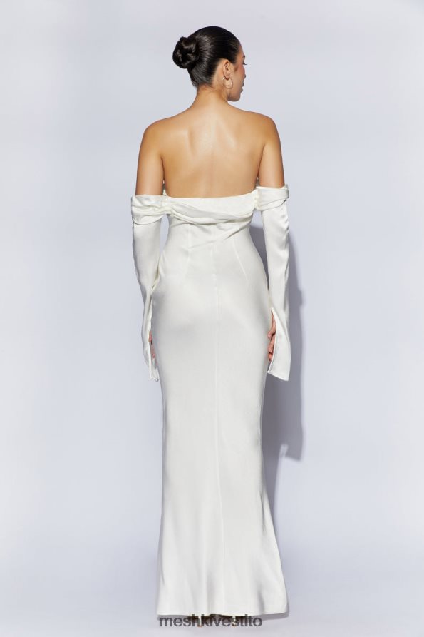 Meshki Giselle maxi abito con spalle scoperte e collo ad anello vestiario bianco 6L048P40