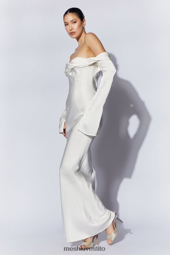 Meshki Giselle maxi abito con spalle scoperte e collo ad anello vestiario bianco 6L048P40
