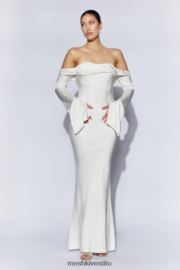 Meshki Giselle maxi abito con spalle scoperte e collo ad anello vestiario bianco 6L048P40