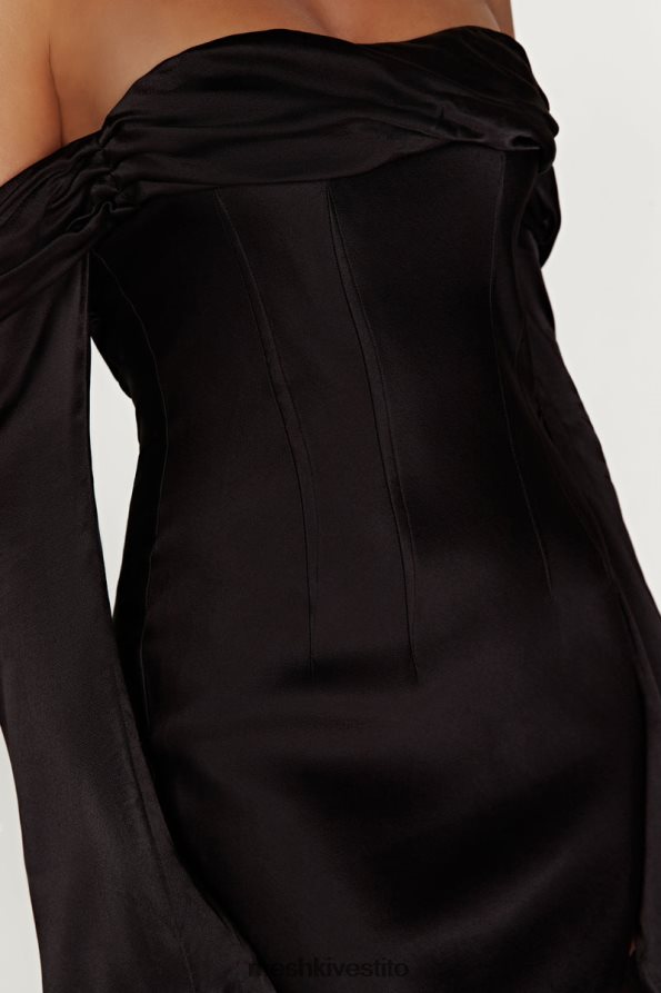 Meshki Giselle maxi abito con spalle scoperte e collo ad anello vestiario nero 6L048P124