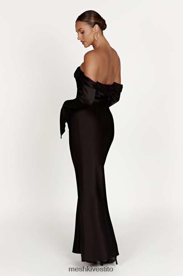 Meshki Giselle maxi abito con spalle scoperte e collo ad anello vestiario nero 6L048P124