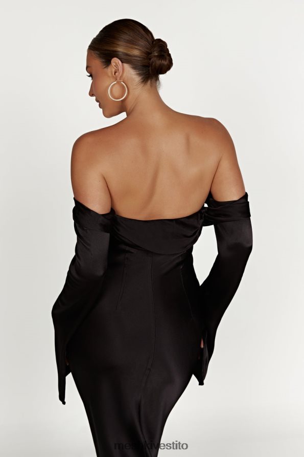 Meshki Giselle maxi abito con spalle scoperte e collo ad anello vestiario nero 6L048P124