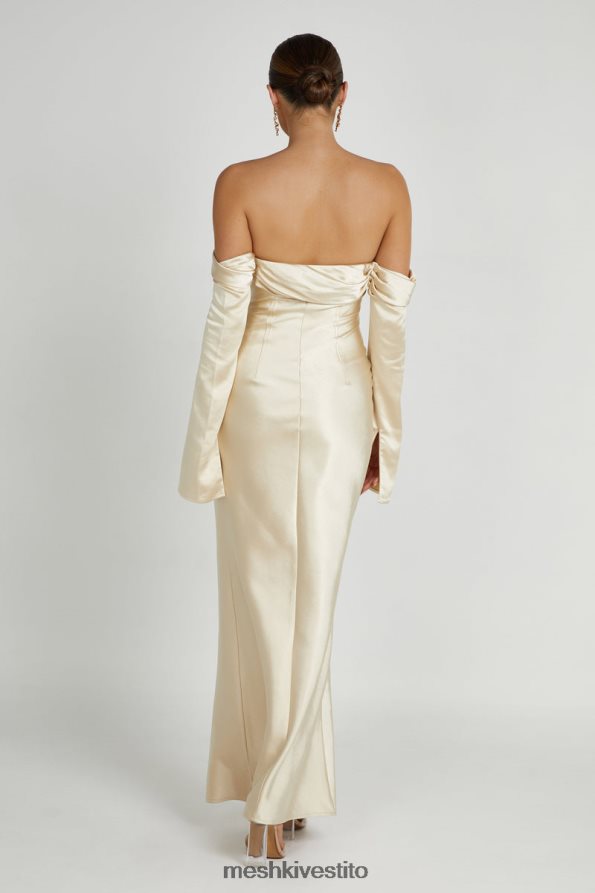 Meshki Giselle maxi abito con spalle scoperte e collo ad anello vestiario oro 6L048P120