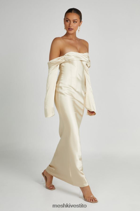 Meshki Giselle maxi abito con spalle scoperte e collo ad anello vestiario oro 6L048P120
