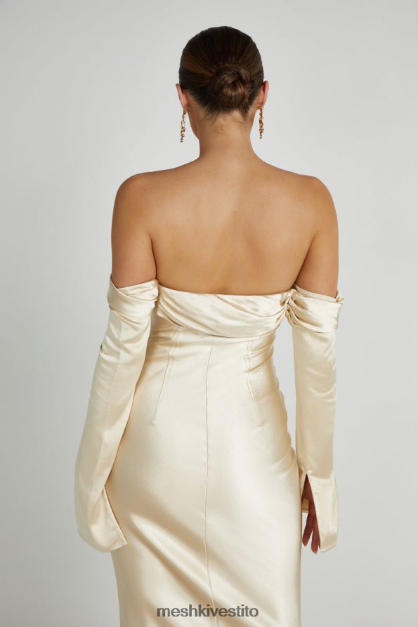 Meshki Giselle maxi abito con spalle scoperte e collo ad anello vestiario oro 6L048P120