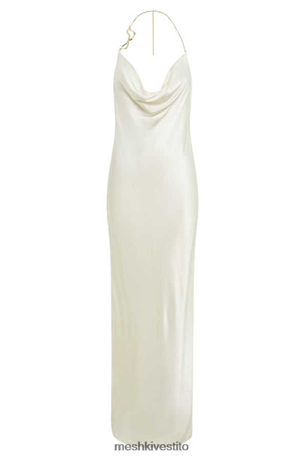 Meshki Maxi abito con cappuccio in raso melissa sul davanti vestiario avorio 6L048P107