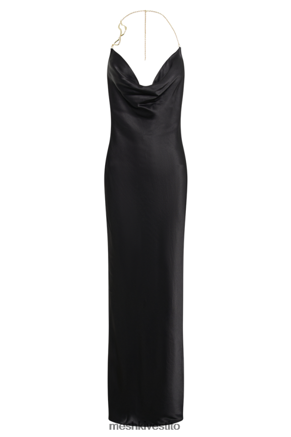 Meshki Maxi abito con cappuccio in raso melissa sul davanti vestiario nero 6L048P95